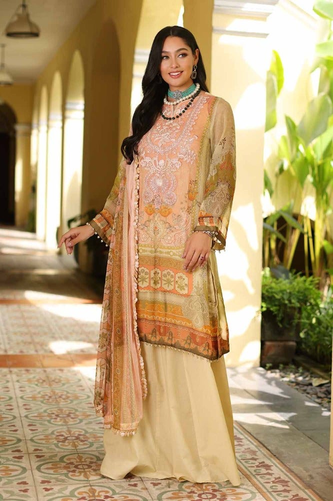 Gul Ahmed 3 Piece Custom Stitched Suit - Beige - LB286247