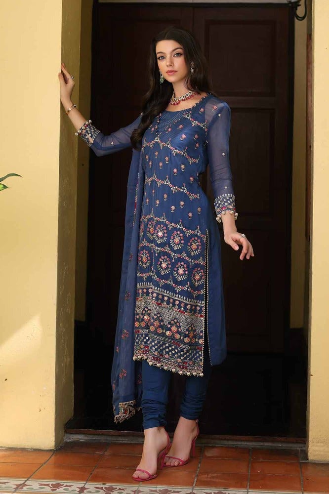 Gul Ahmed 3 Piece Custom Stitched Suit - Blue - LB286271