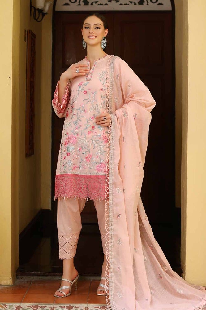 Gul Ahmed 3 Piece Custom Stitched Suit - Pink - LB286268