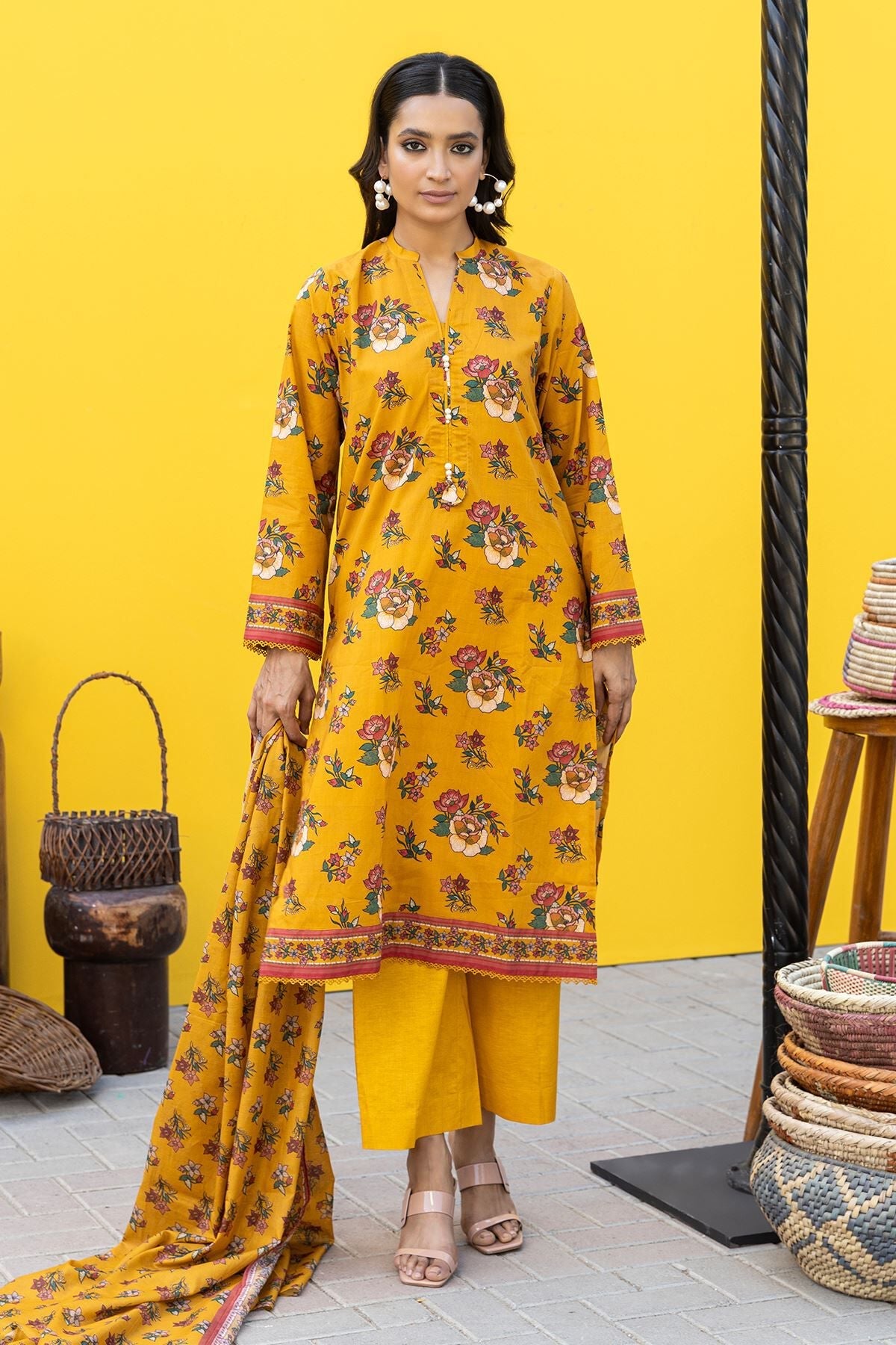 Khaadi 2 Piece Custom Stitched Suit - Yellow - LB285548