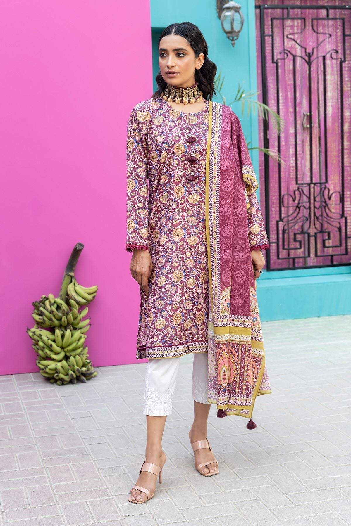 Khaadi 2 Piece Custom Stitched Suit - Purple - LB285634