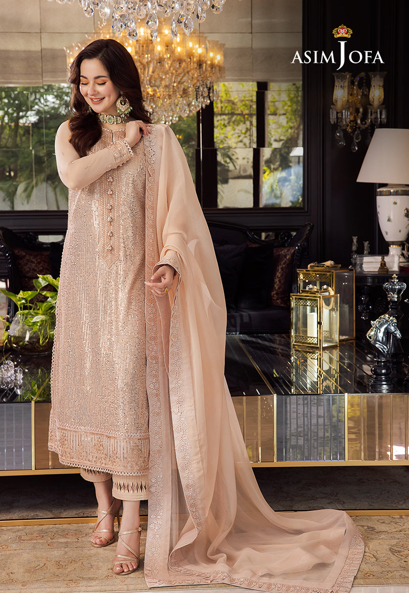 Asim Jofa 3 Piece Custom Stitched Suit - Pink - LB284974