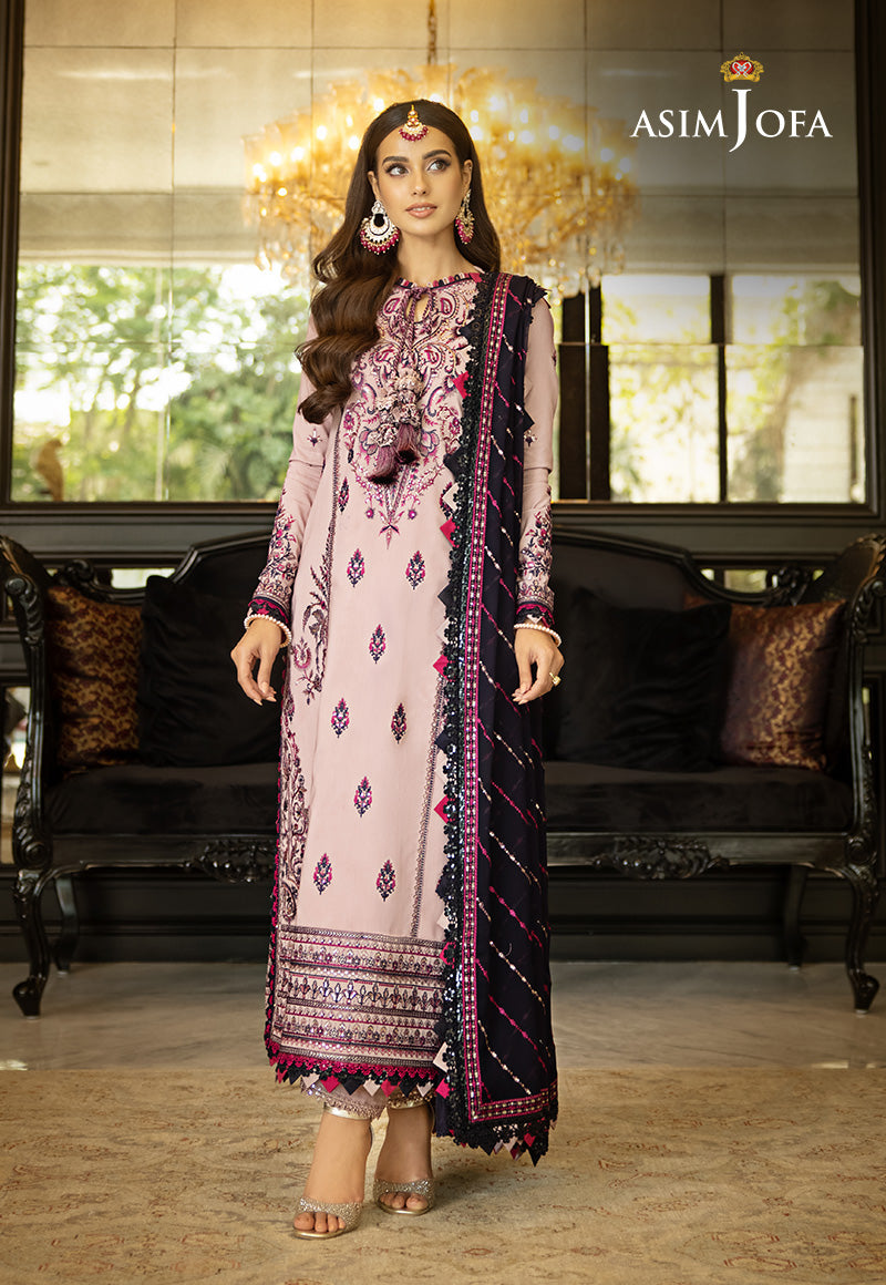 Asim Jofa 3 Piece Custom Stitched Suit - Purple - LB284966