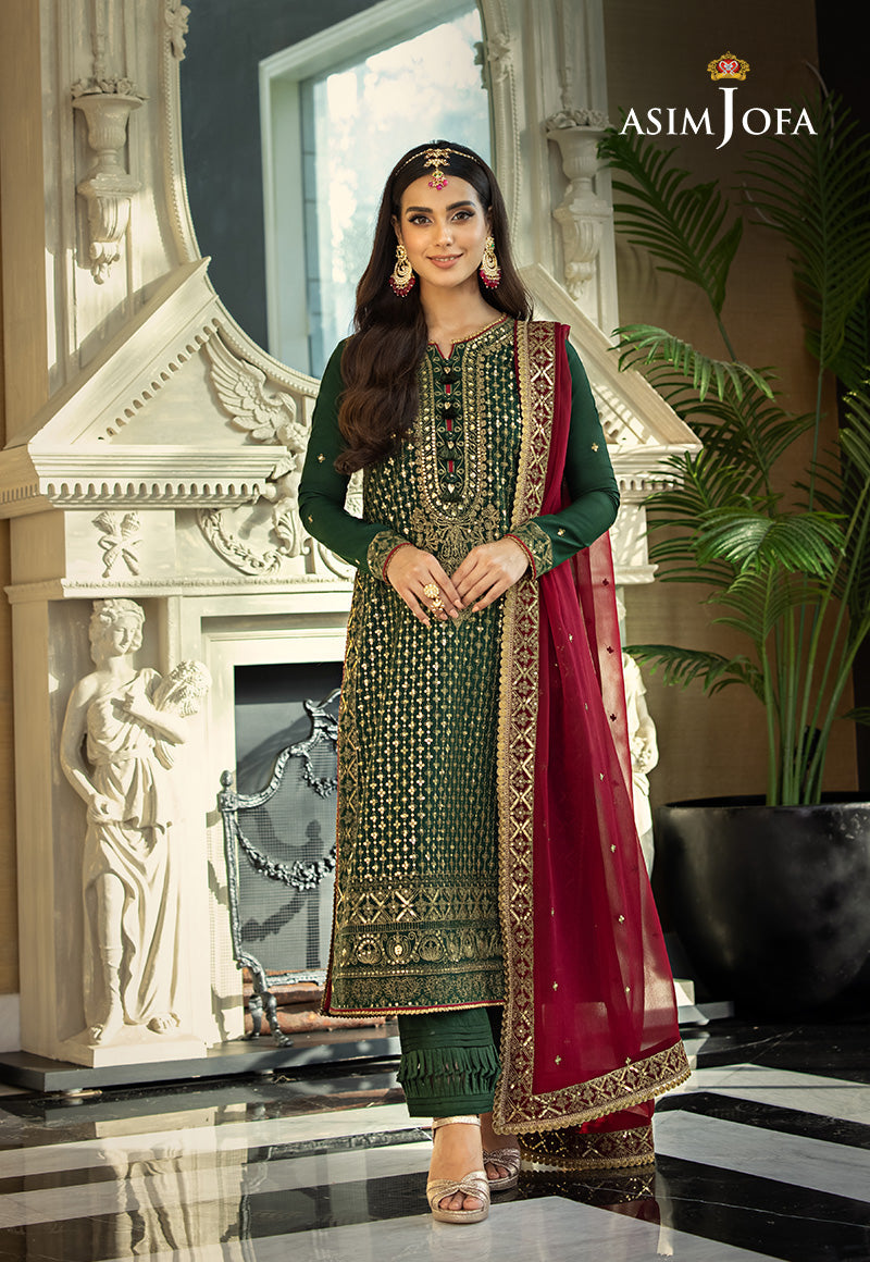 Asim Jofa 3 Piece Custom Stitched Suit - Green - LB284961