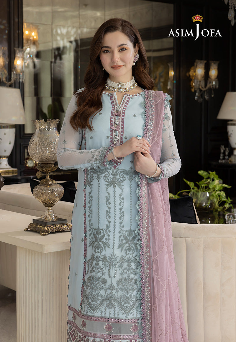 Asim Jofa 3 Piece Custom Stitched Suit - Blue - LB284967