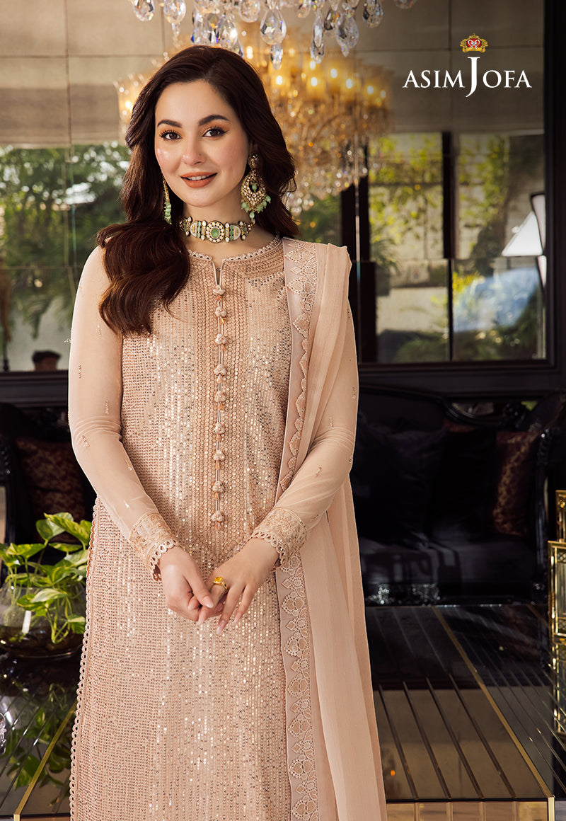 Asim Jofa 3 Piece Custom Stitched Suit - Pink - LB284974