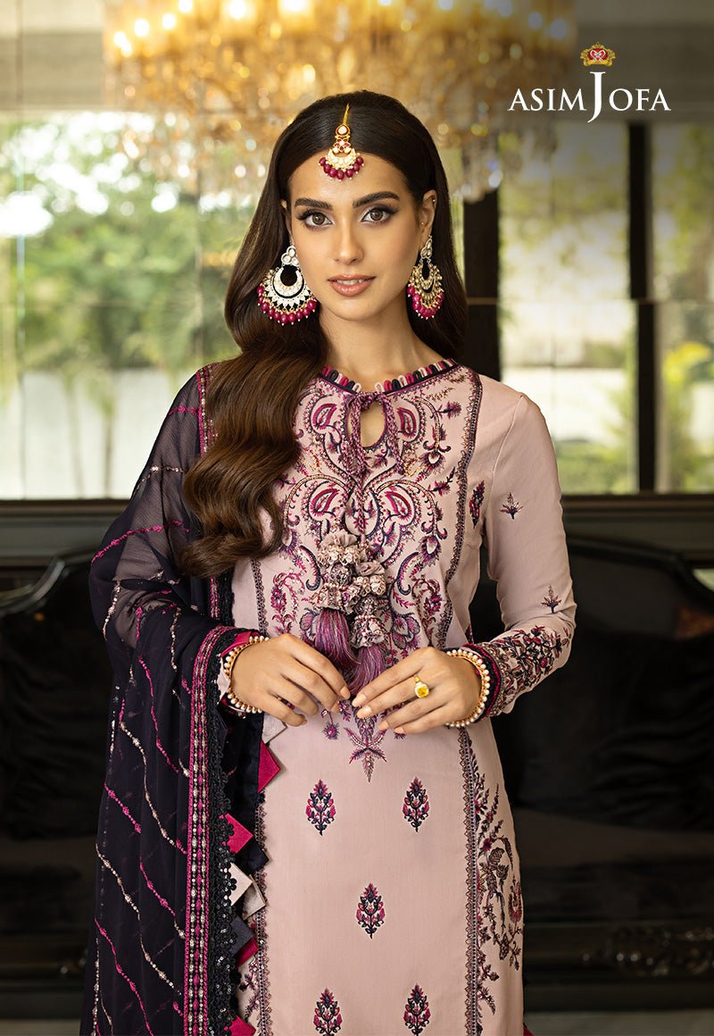 Asim Jofa 3 Piece Custom Stitched Suit - Purple - LB284966