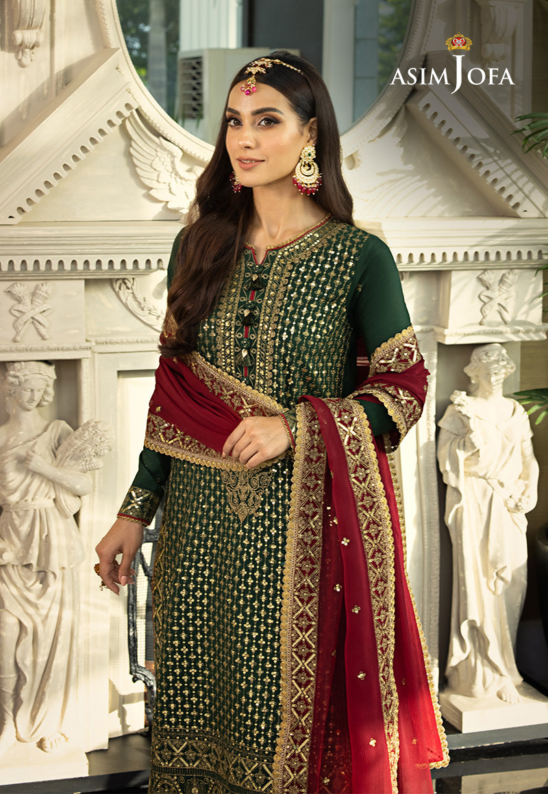 Asim Jofa 3 Piece Custom Stitched Suit - Green - LB284961