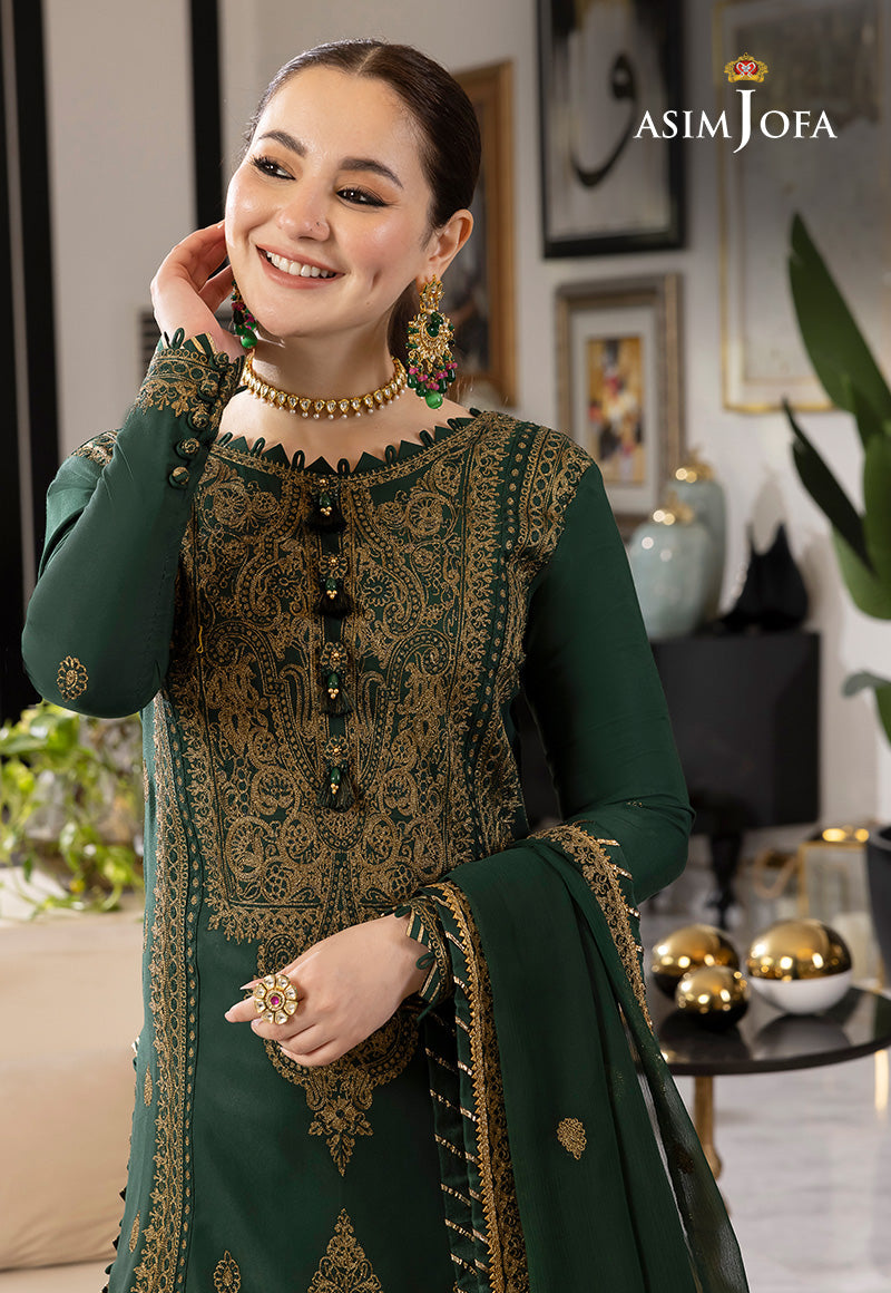 Asim Jofa 3 Piece Custom Stitched Suit - Green - LB284965