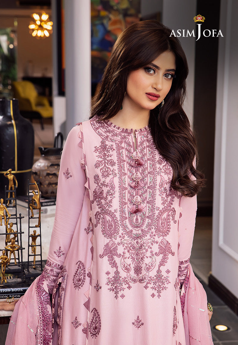 Asim Jofa 3 Piece Custom Stitched Suit - Pink - LB284957