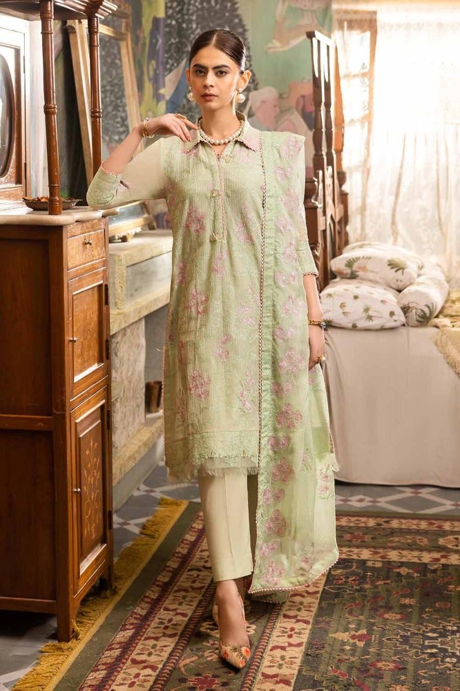 Gul Ahmed 3 Piece Custom Stitched Suit - Green - LB286299