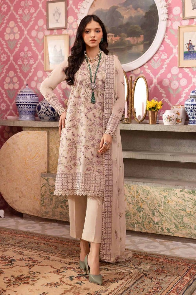 Gul Ahmed 3 Piece Custom Stitched Suit - Beige - LB286297