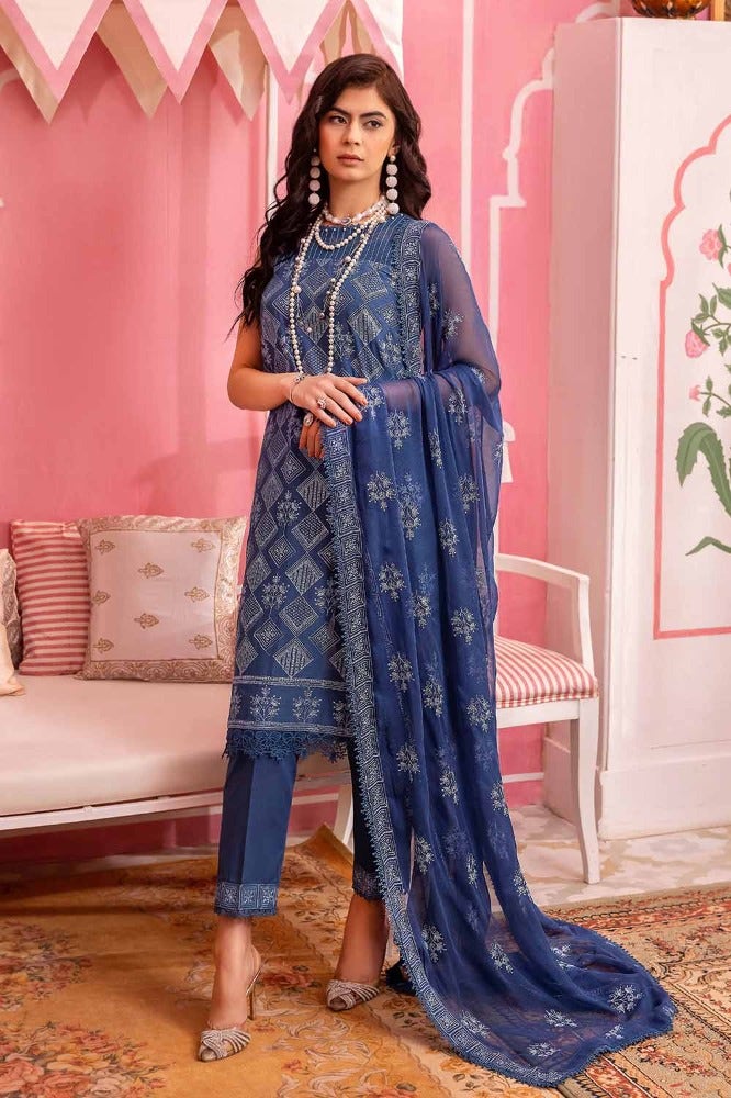 Gul Ahmed 3 Piece Custom Stitched Suit - Blue - LB286283