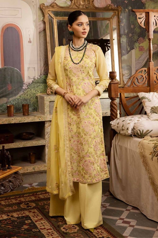 Gul Ahmed 3 Piece Custom Stitched Suit - Yellow - LB286286