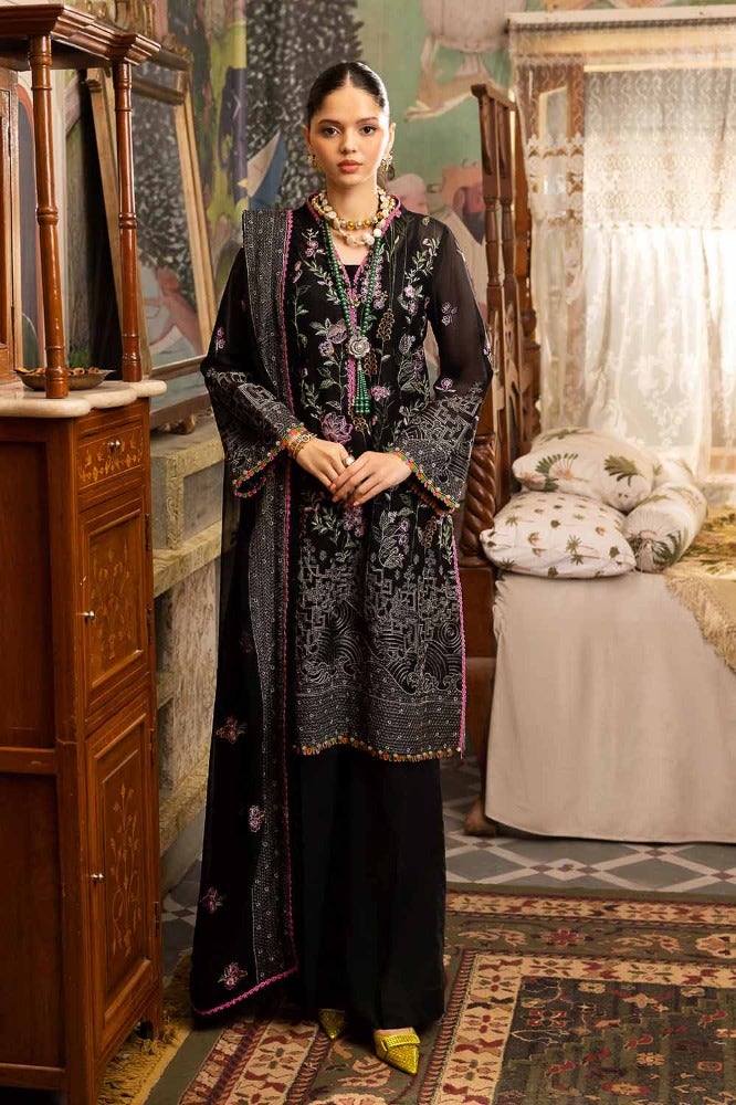 Gul Ahmed 3 Piece Custom Stitched Suit - Black - LB286301