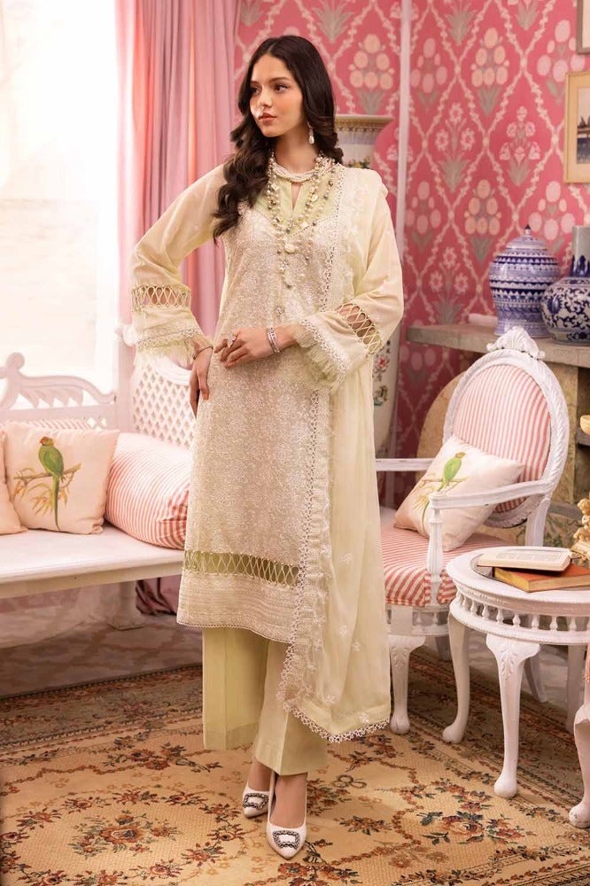 Gul Ahmed 3 Piece Custom Stitched Suit - Off-White - LB286241