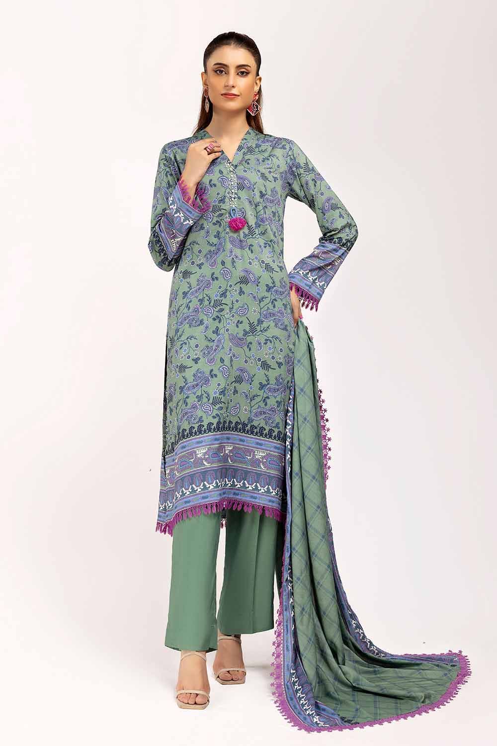 Gul Ahmed 3 Piece Custom Stitched Suit - Green - LB288007