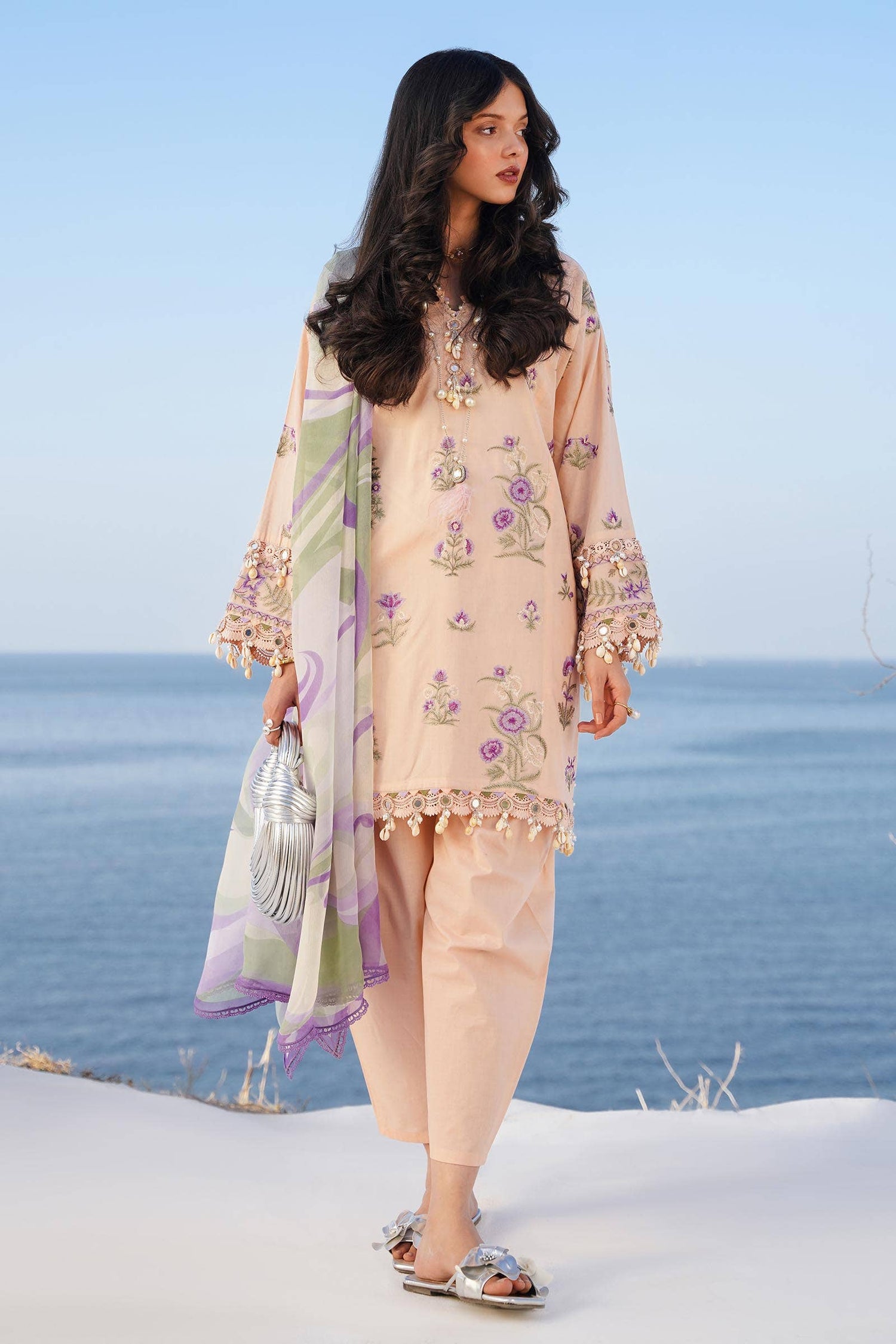 Sana Safinaz 3 Piece Custom Stitched Suit - Pink - LB286002