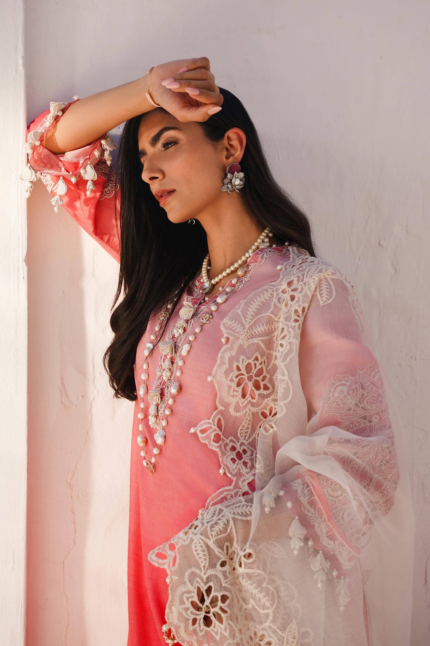 Sana Safinaz 3 Piece Custom Stitched Suit - Pink - LB286015