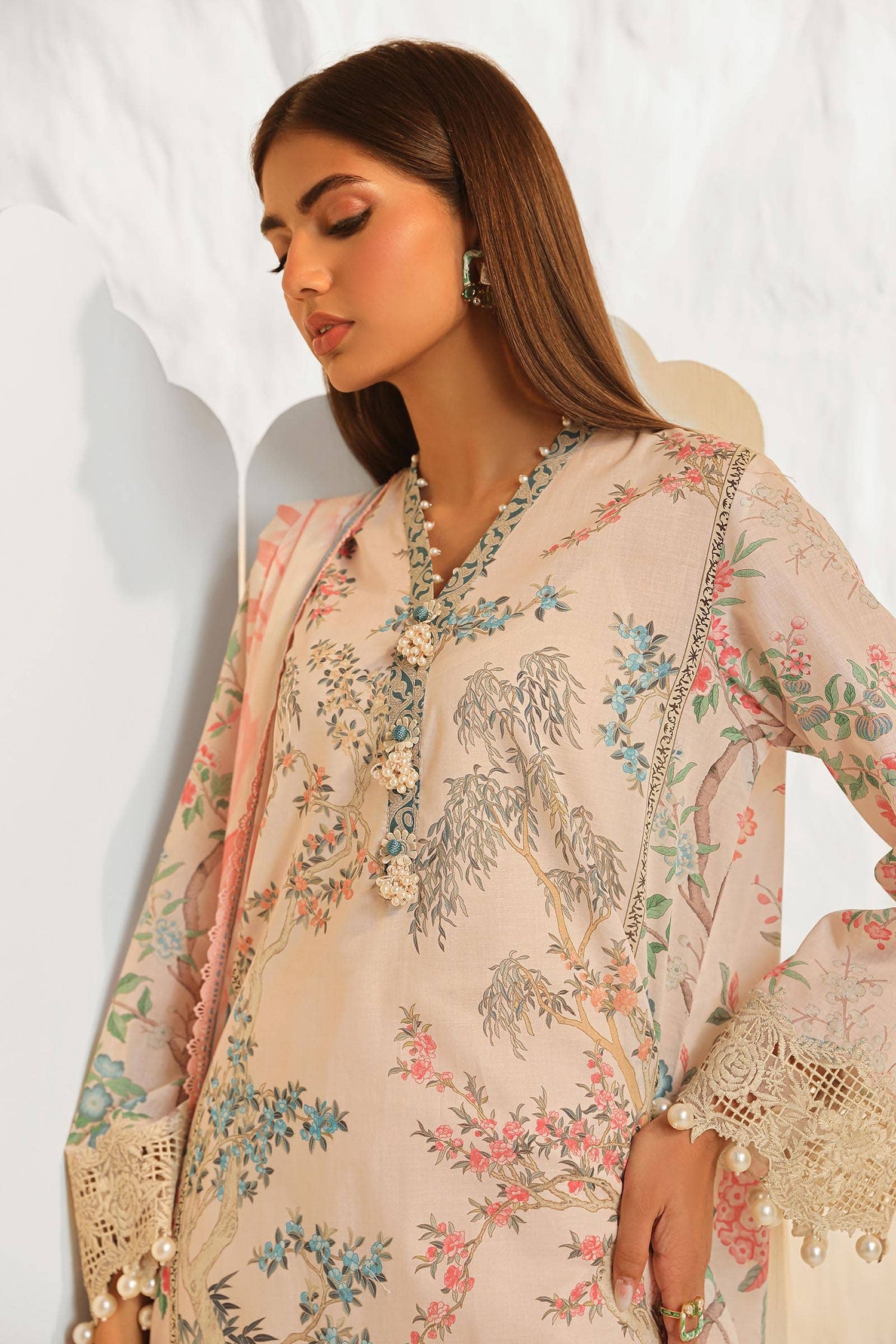 Sana Safinaz 3 Piece Custom Stitched Suit - Pink - LB286807