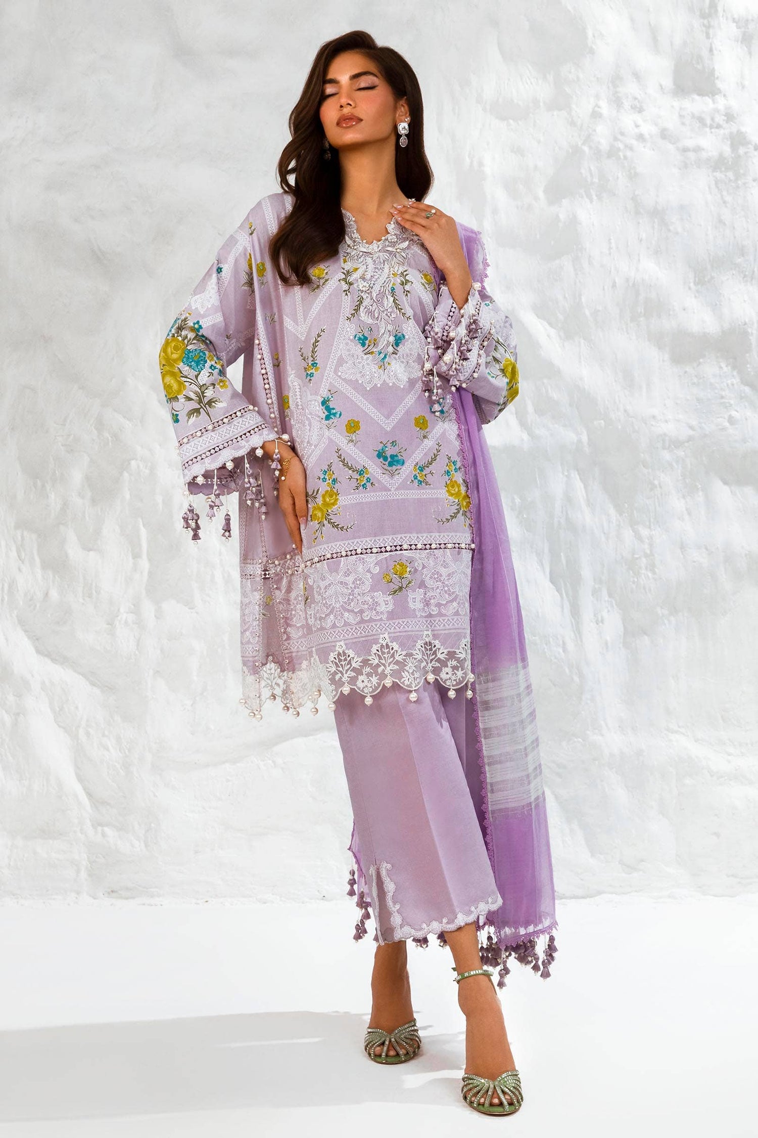 Sana Safinaz 3 Piece Custom Stitched Suit - Purple - LB286817