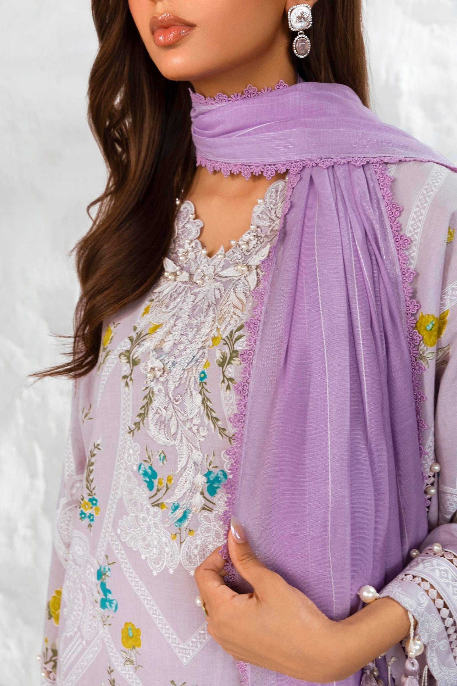 Sana Safinaz 3 Piece Custom Stitched Suit - Purple - LB286817