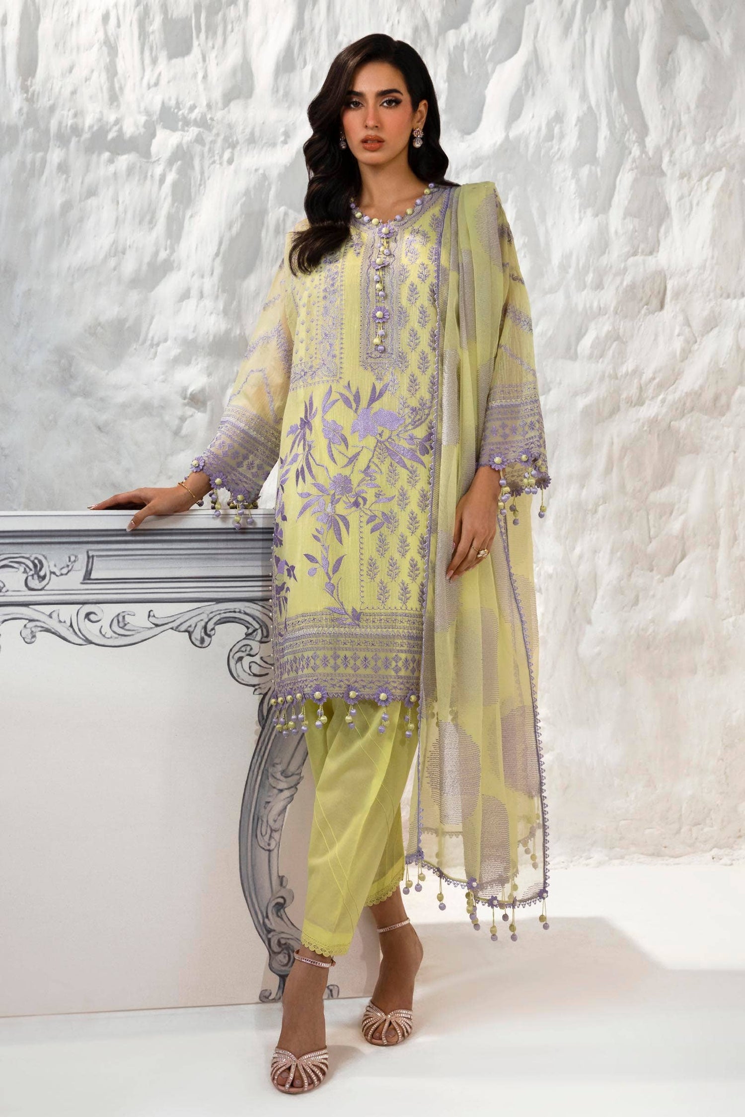 Sana Safinaz 3 Piece Custom Stitched Suit - Green - LB286821