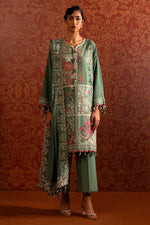 Libasco Sana Safinaz 3 Piece Custom Stitched Suit - Green - LB288445