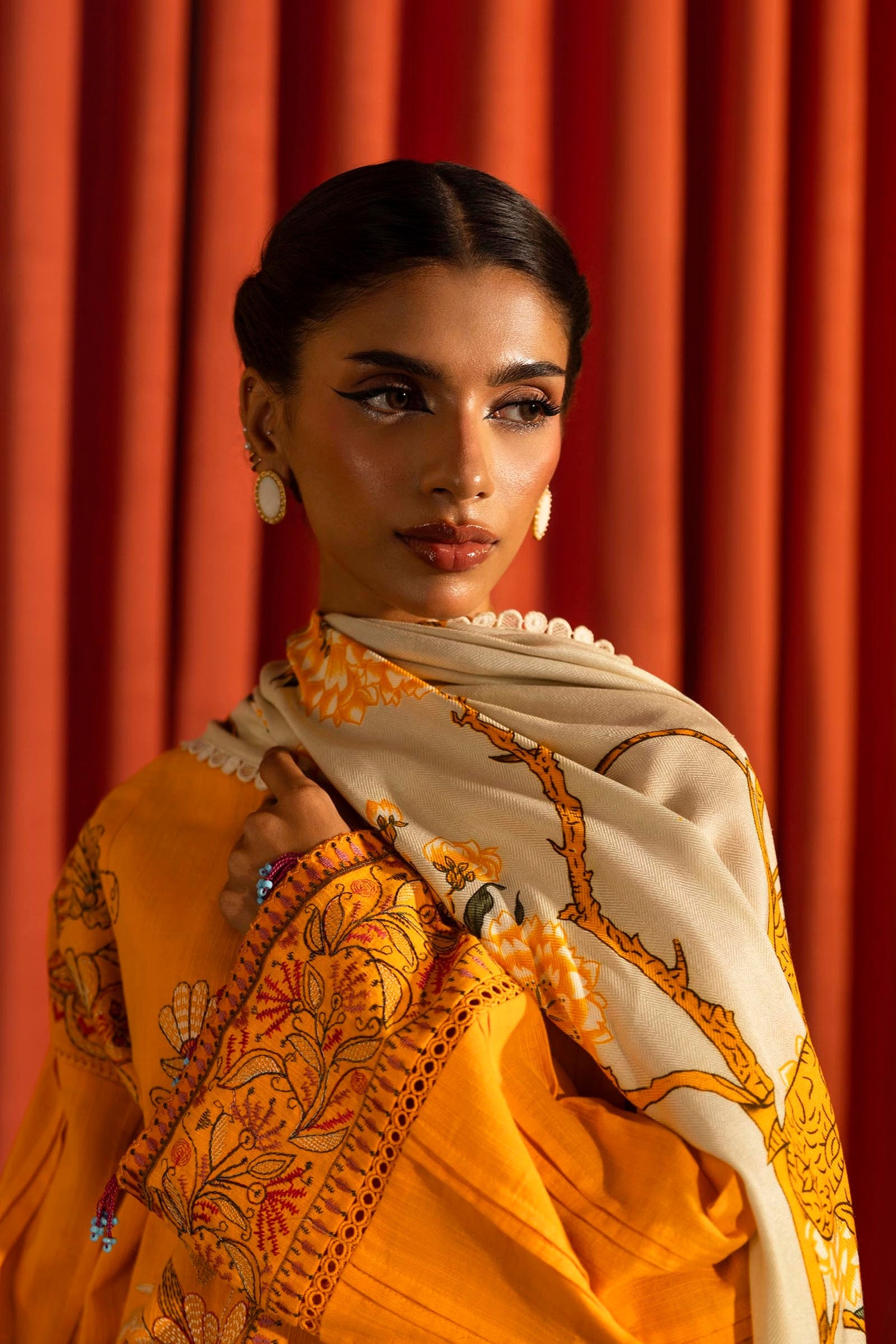 Sana Safinaz 3 Piece Custom Stitched Suit - Yellow - LB288481