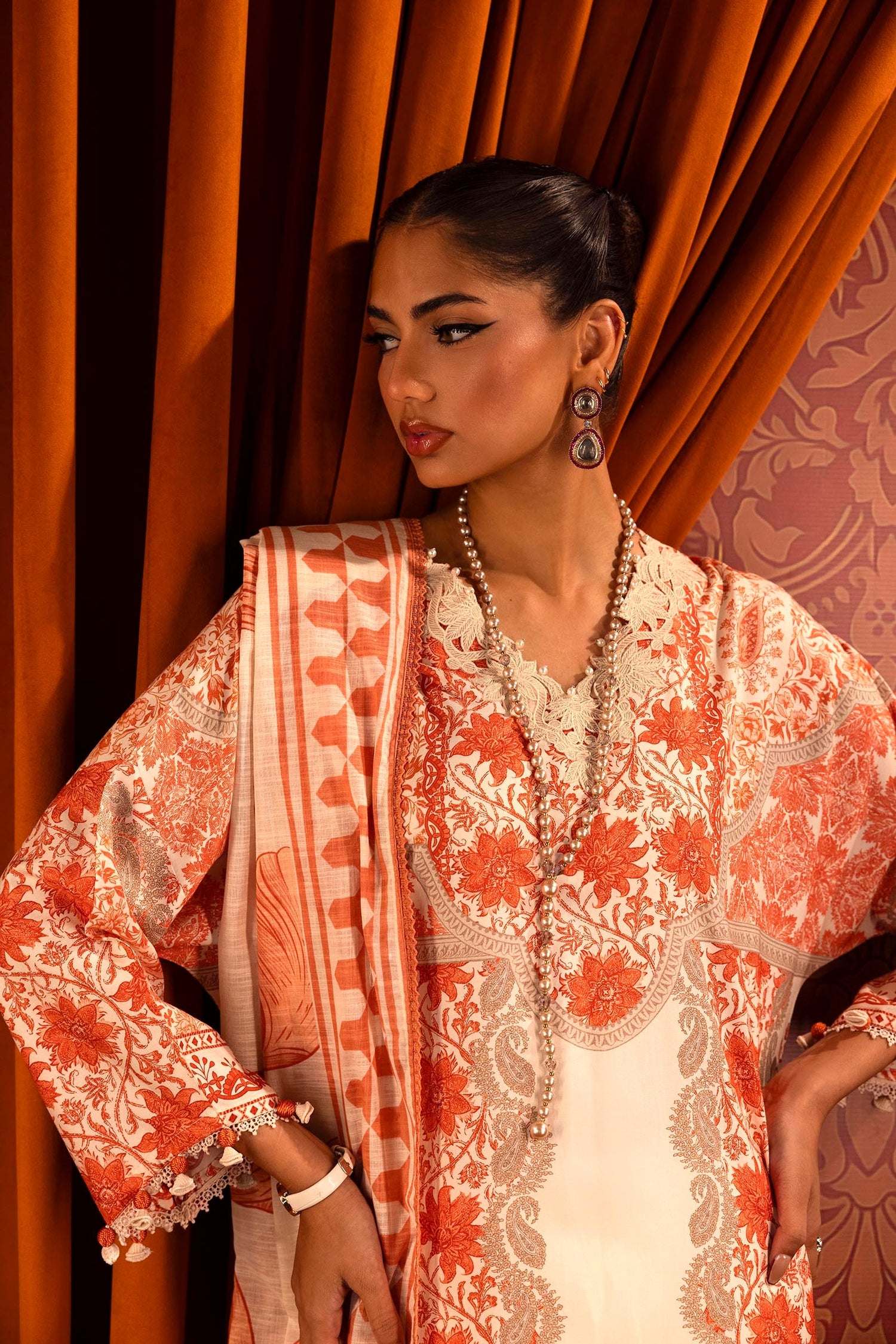 Sana Safinaz 3 Piece Custom Stitched Suit - Off-White - LB288462