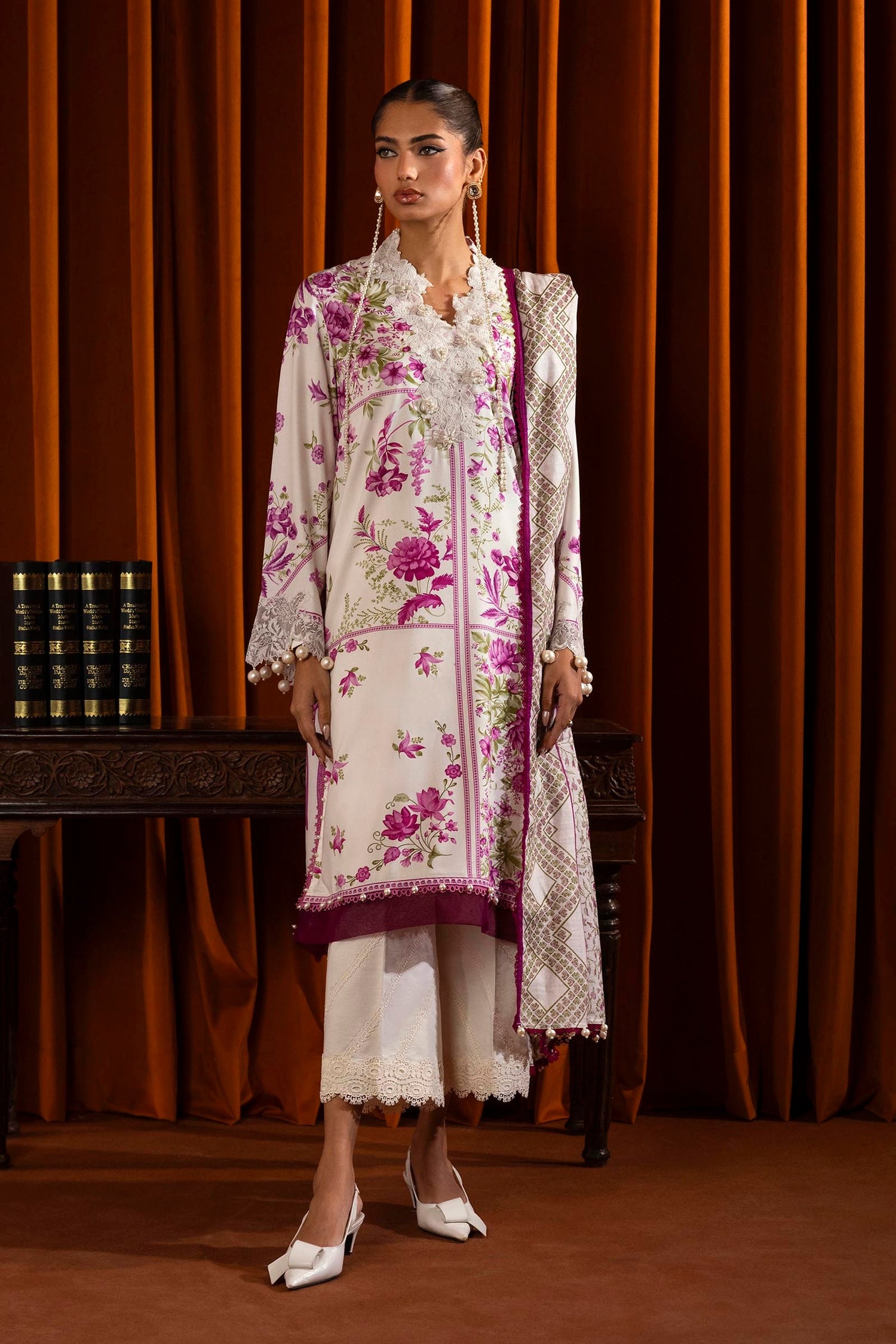 Libasco Sana Safinaz 3 Piece Custom Stitched Suit - Purple - LB288474