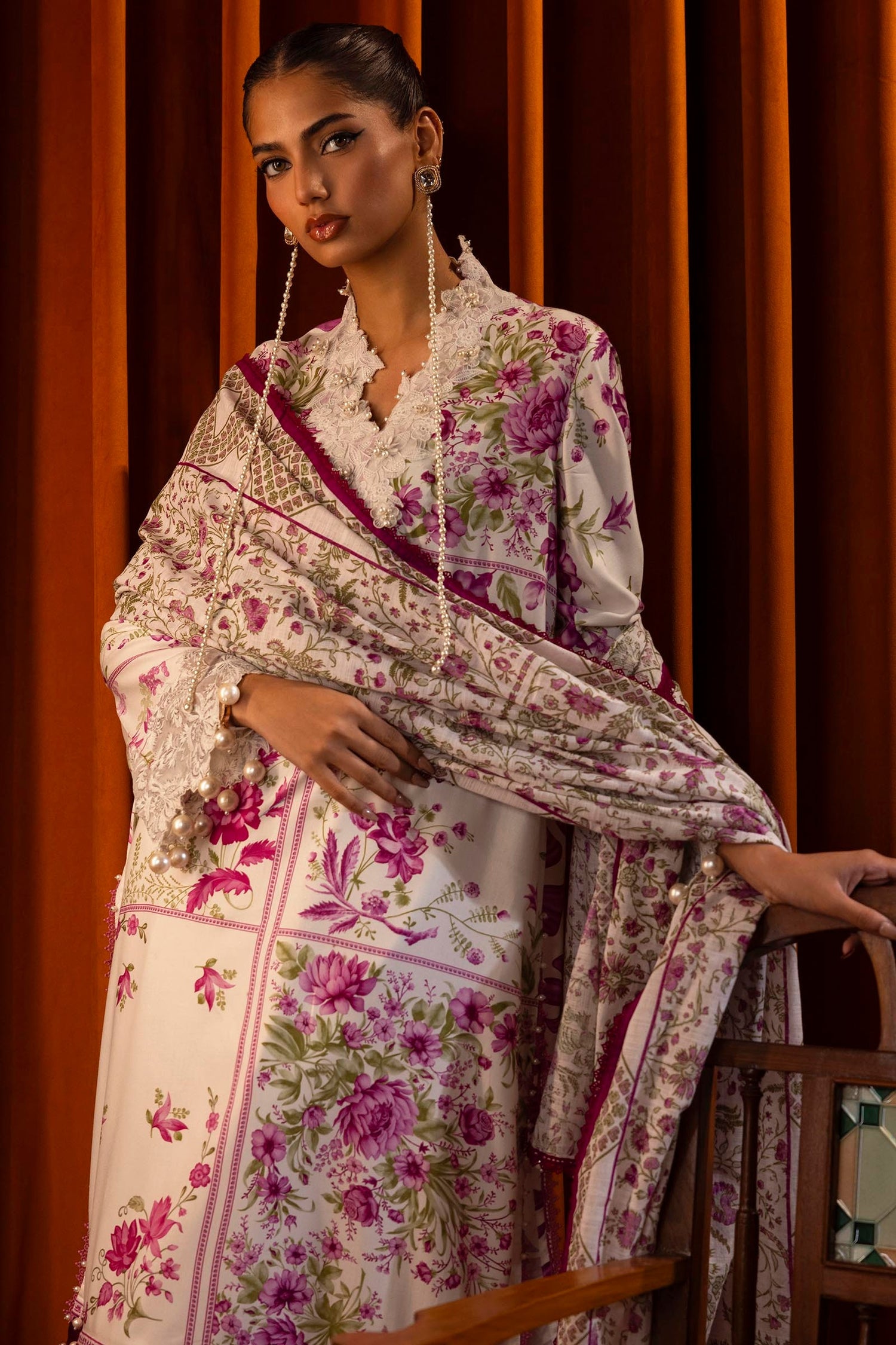 Sana Safinaz 3 Piece Custom Stitched Suit - Purple - LB288474