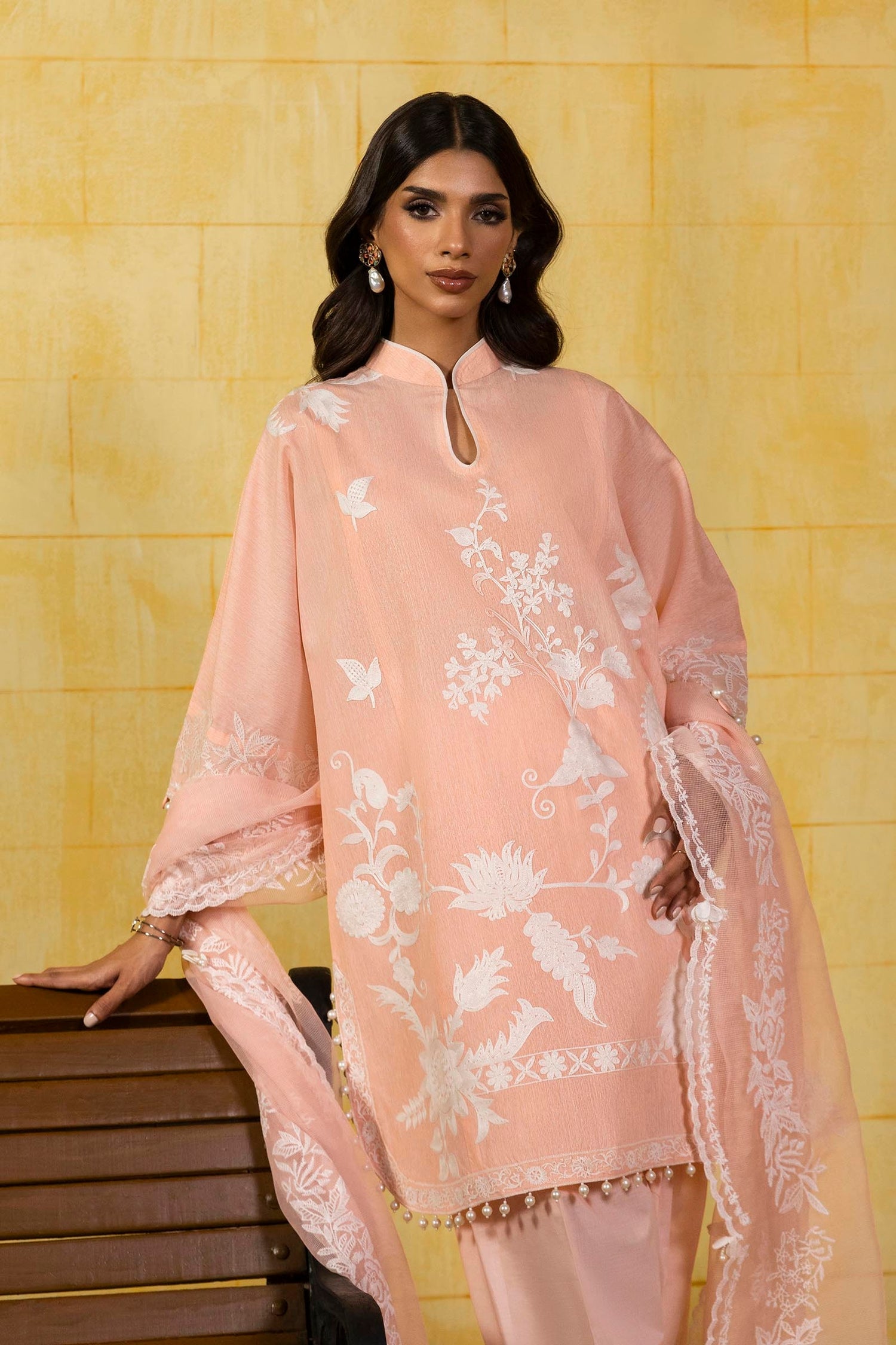 Sana Safinaz 3 Piece Custom Stitched Suit - Pink - LB29391