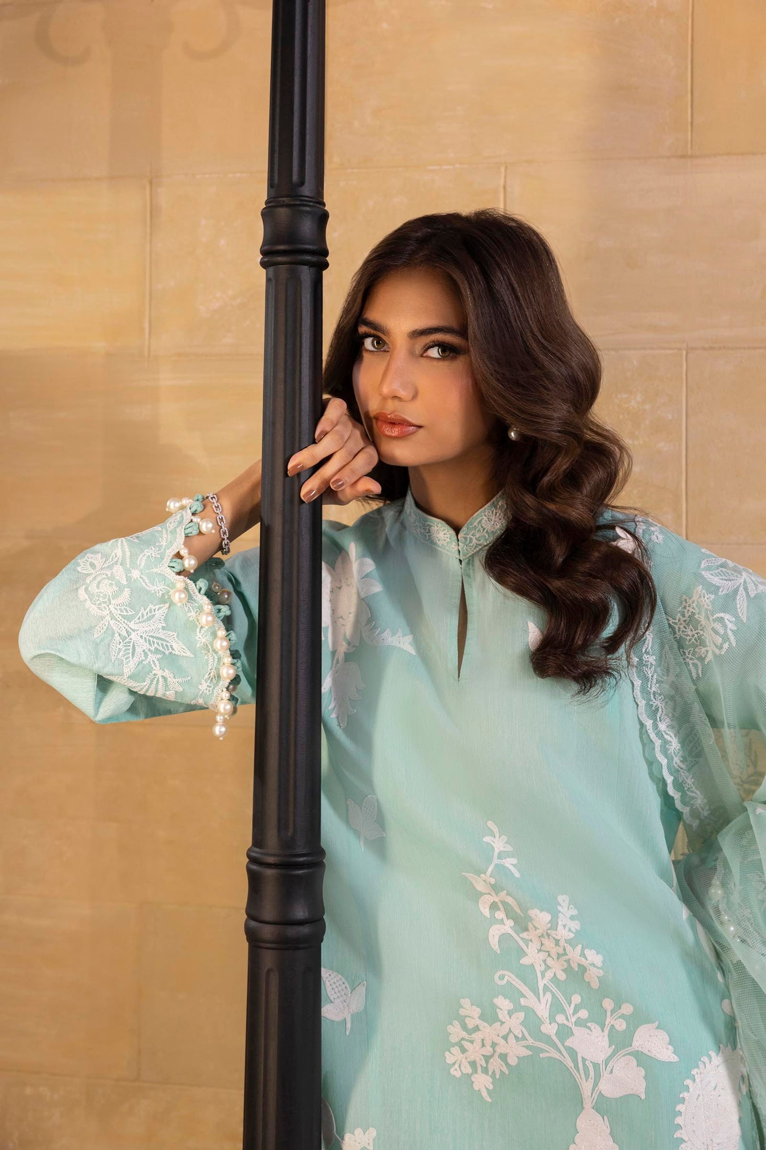 Sana Safinaz 3 Piece Custom Stitched Suit - Aqua - LB29392