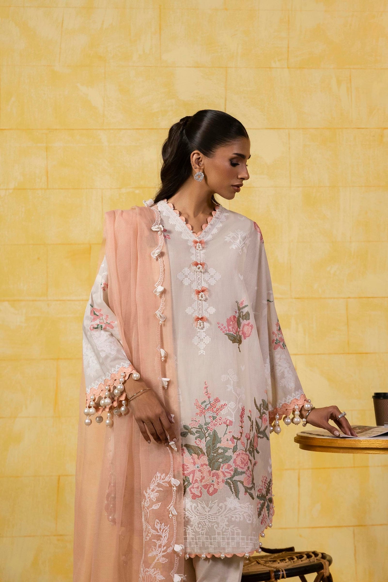 Sana Safinaz 3 Piece Custom Stitched Suit - Pink - LB29394