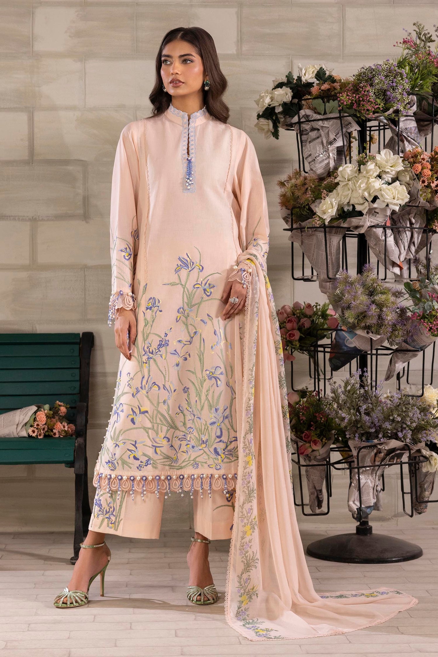 Sana Safinaz 3 Piece Custom Stitched Suit - Pink - LB29396