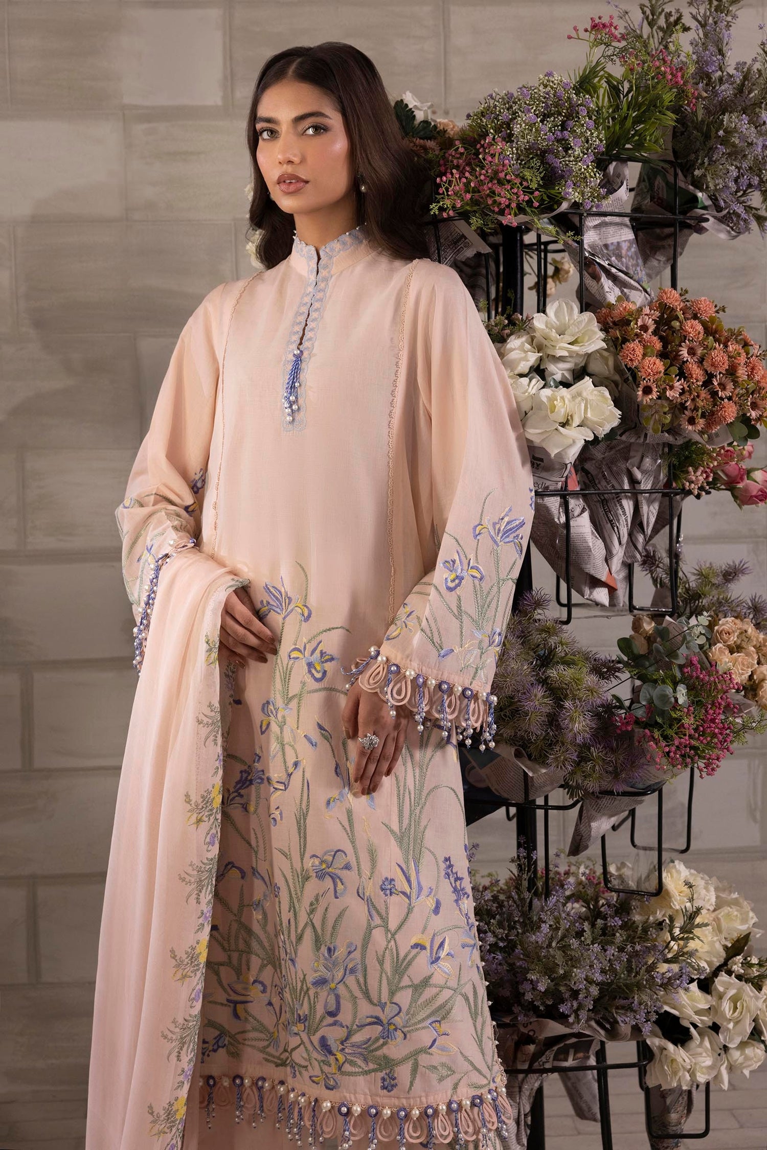 Sana Safinaz 3 Piece Custom Stitched Suit - Pink - LB29396