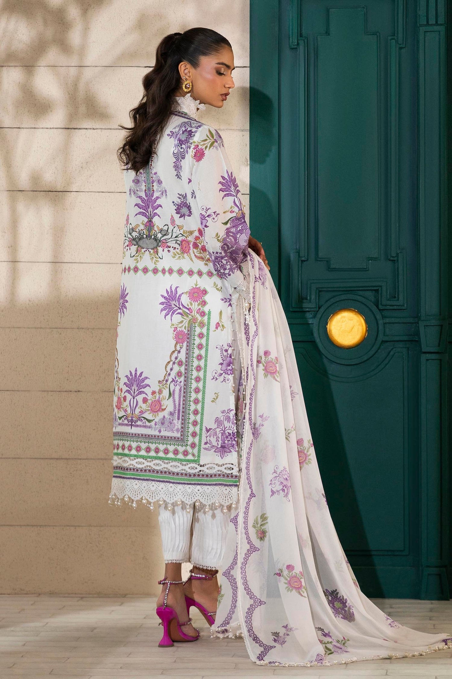 Sana Safinaz 3 Piece Custom Stitched Suit - Off-White - LB29399