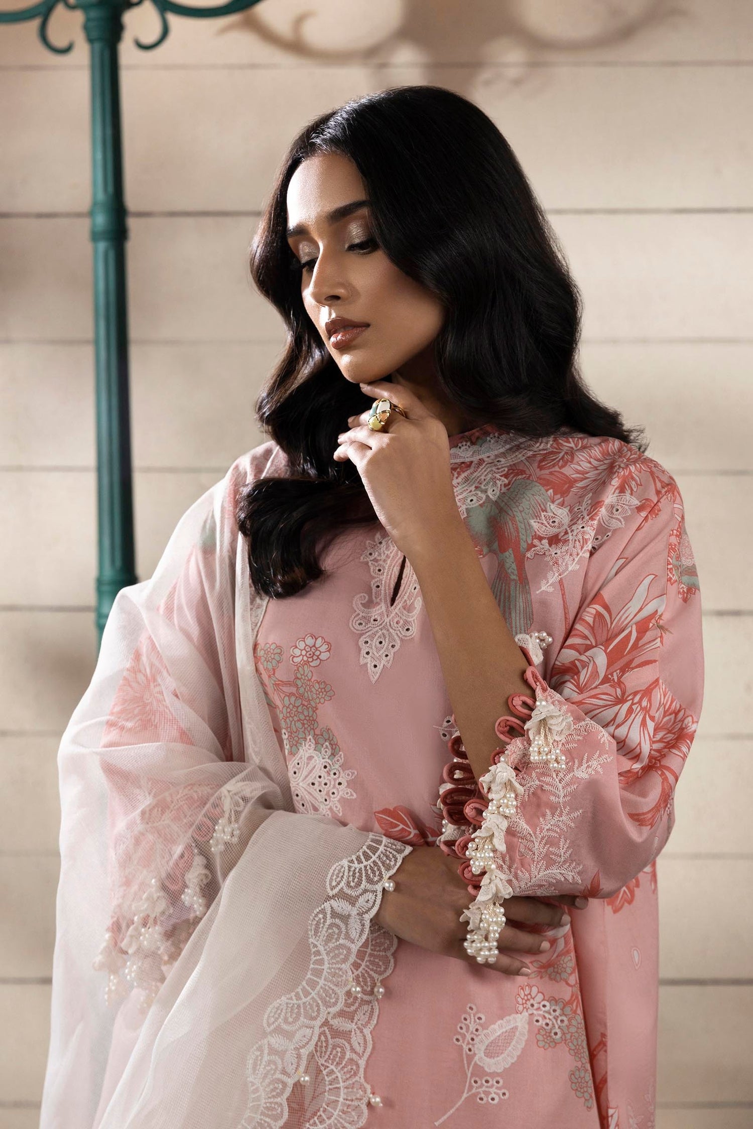 Sana Safinaz 3 Piece Custom Stitched Suit - Pink - LB29404