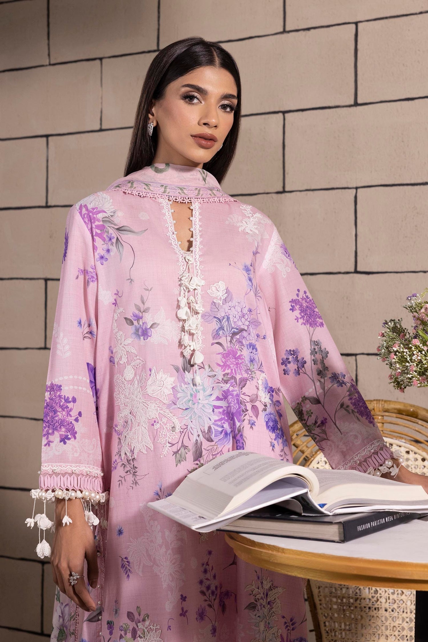 Sana Safinaz 3 Piece Custom Stitched Suit - Purple - LB29406