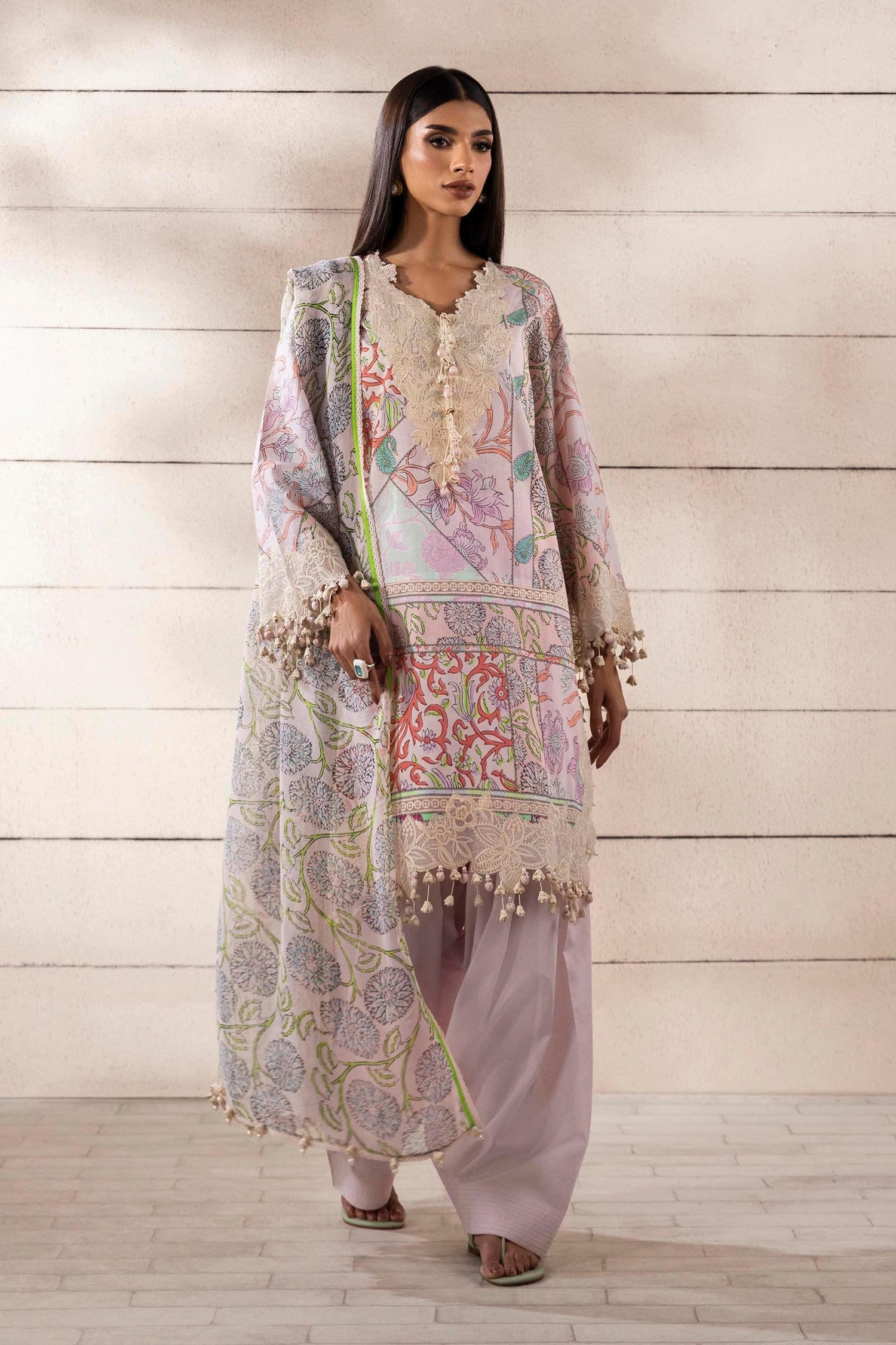 Sana Safinaz 3 Piece Custom Stitched Suit - Purple - LB29412