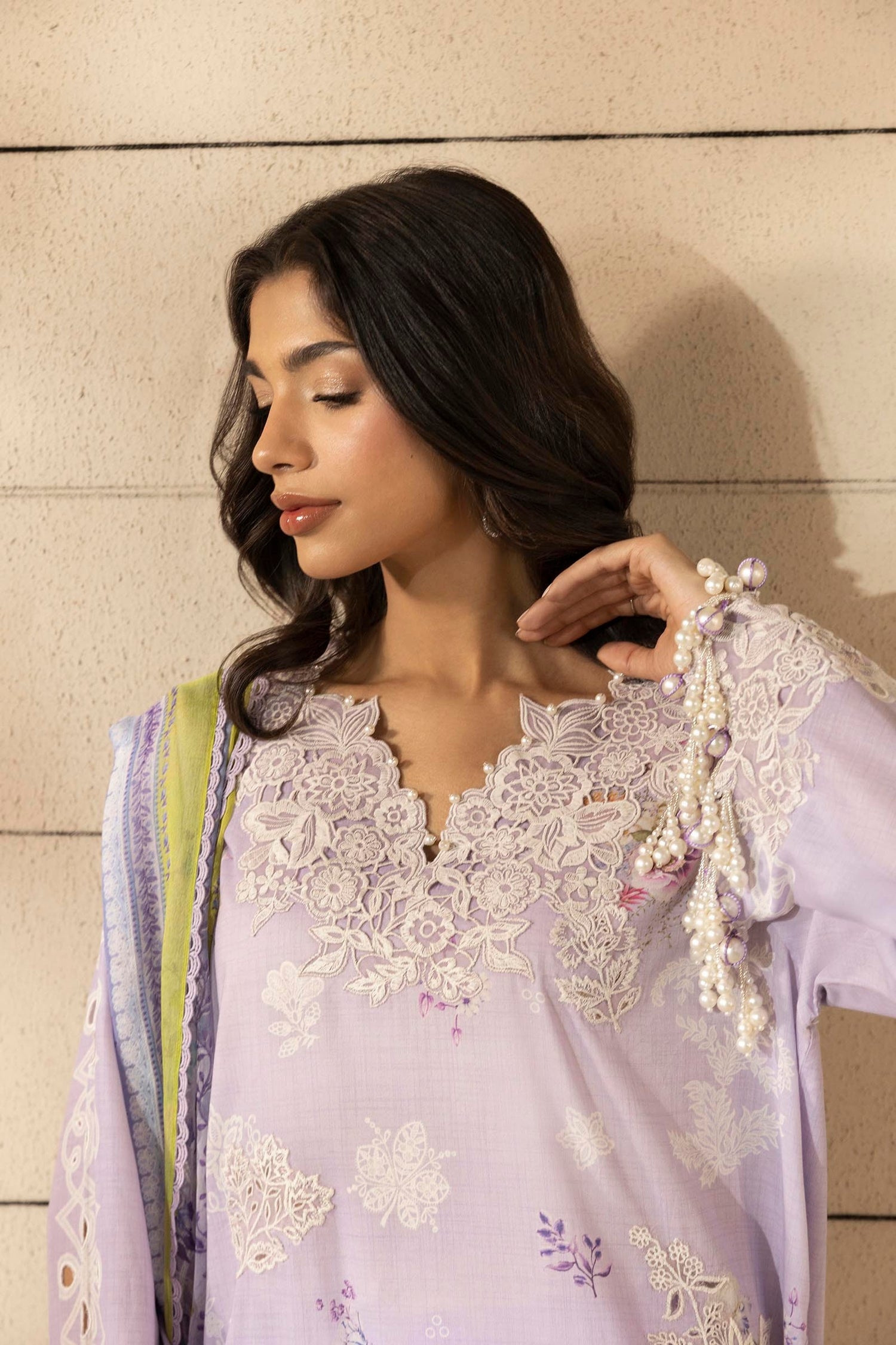 Sana Safinaz 3 Piece Custom Stitched Suit - Purple - LB29410