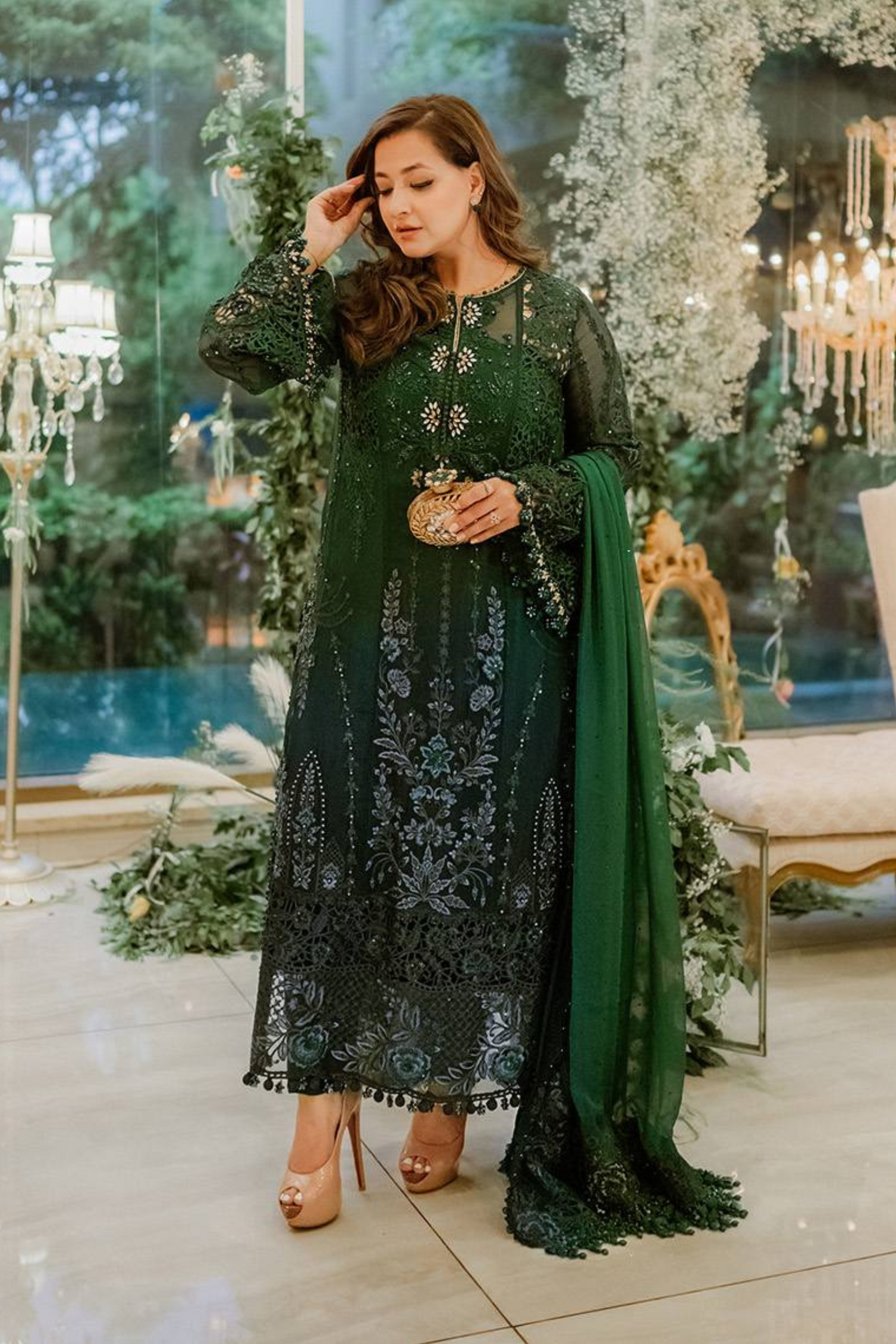 Maria.B 3 Piece Custom Stitched Suit - Green - LB30928