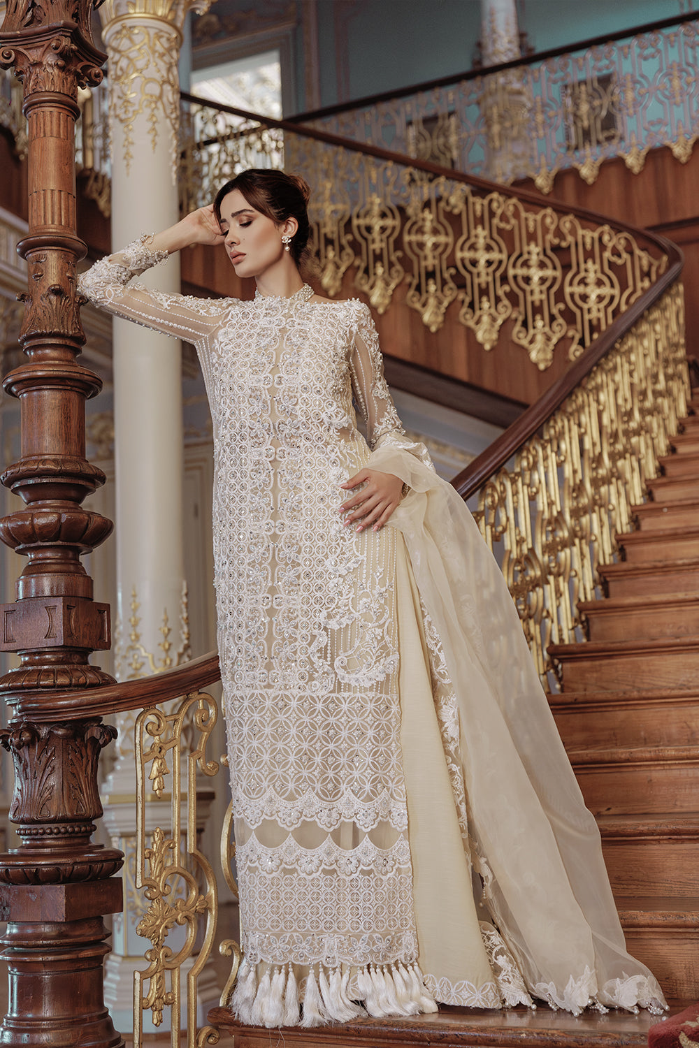 Saira Rizwan 3 Piece Custom Stitched Suit - Beige - LB284430