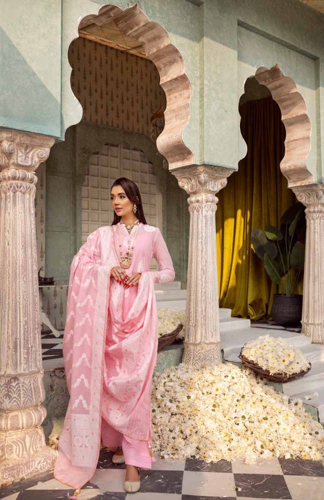 Gul Ahmed 3 Piece Custom Stitched Suit - Pink - LB286293