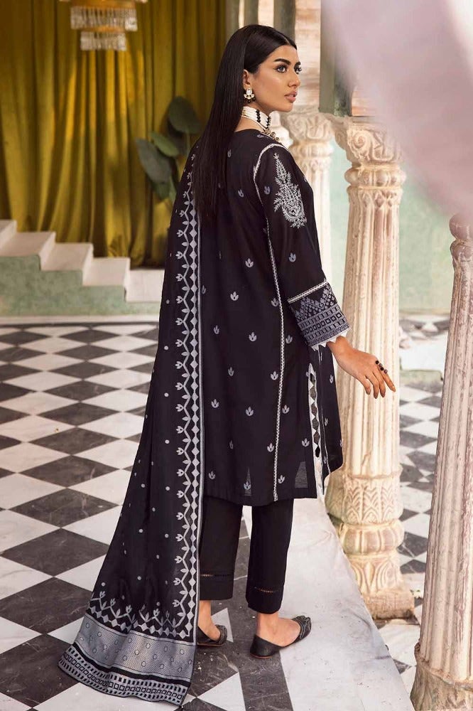 Gul Ahmed 3 Piece Custom Stitched Suit - Black - LB286264