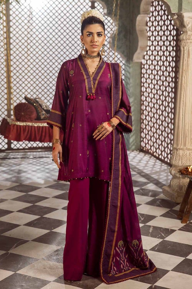 Gul Ahmed 3 Piece Custom Stitched Suit - Purple - LB286303