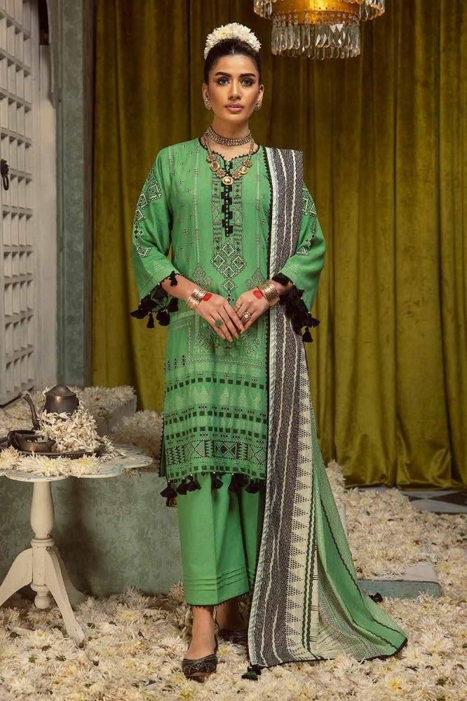 Gul Ahmed 3 Piece Custom Stitched Suit - Green - LB286294