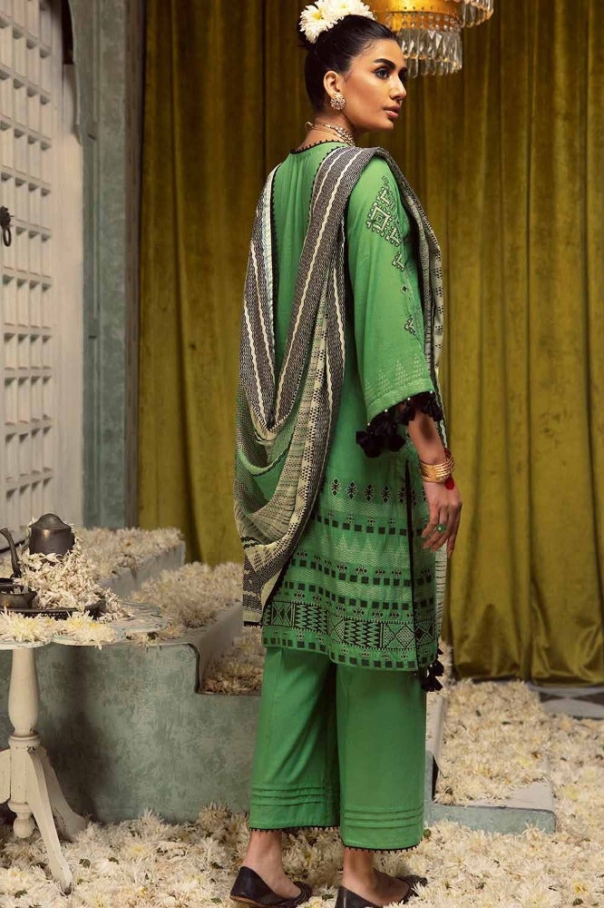 Gul Ahmed 3 Piece Custom Stitched Suit - Green - LB286294