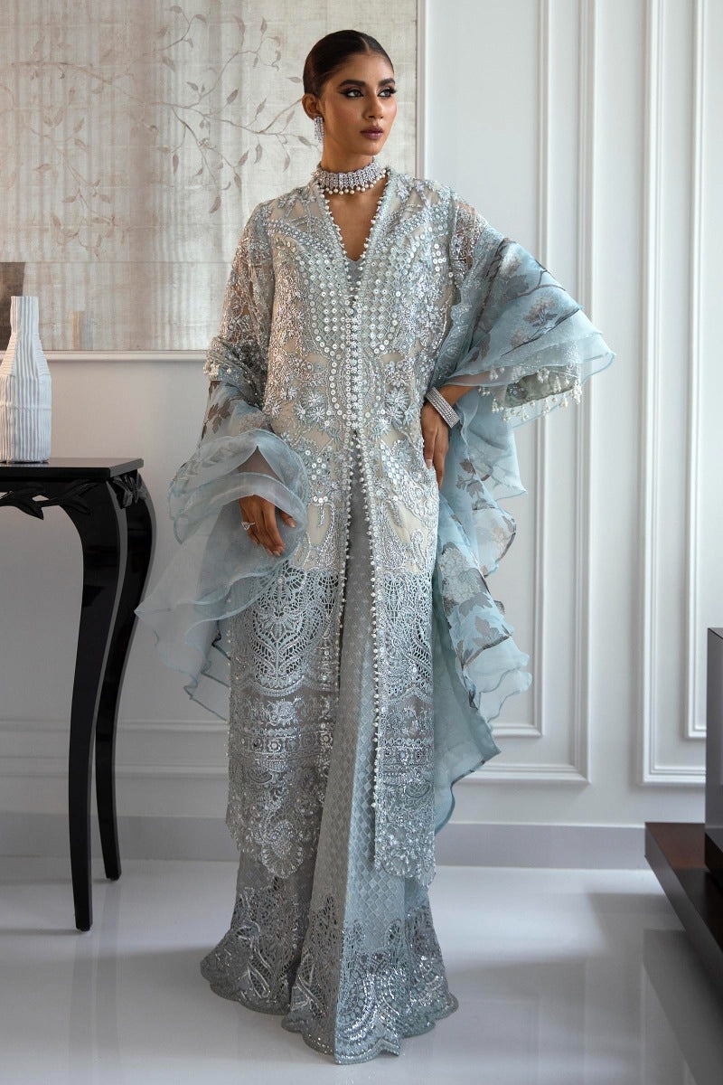 Sana Safinaz 3 Piece Custom Stitched Suit - Blue - LB289059